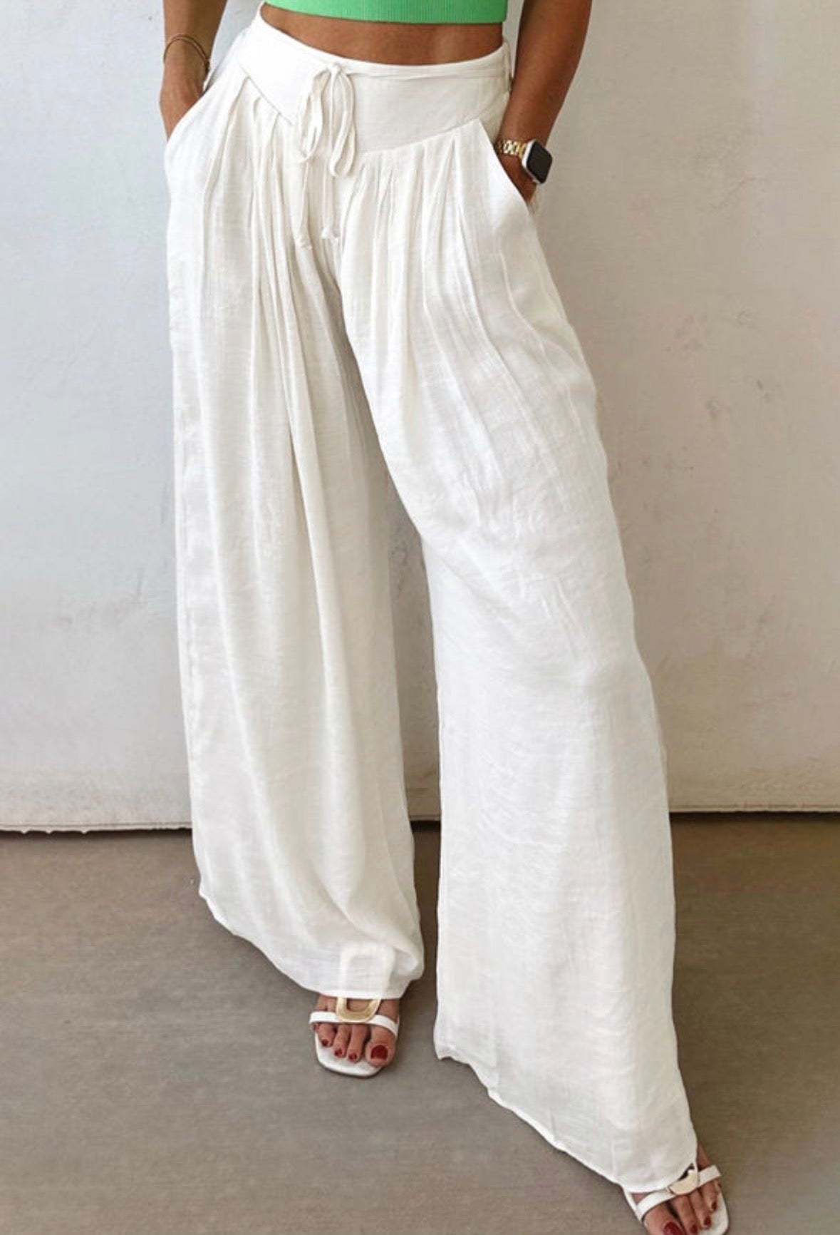White Loose Wide Leg Pants