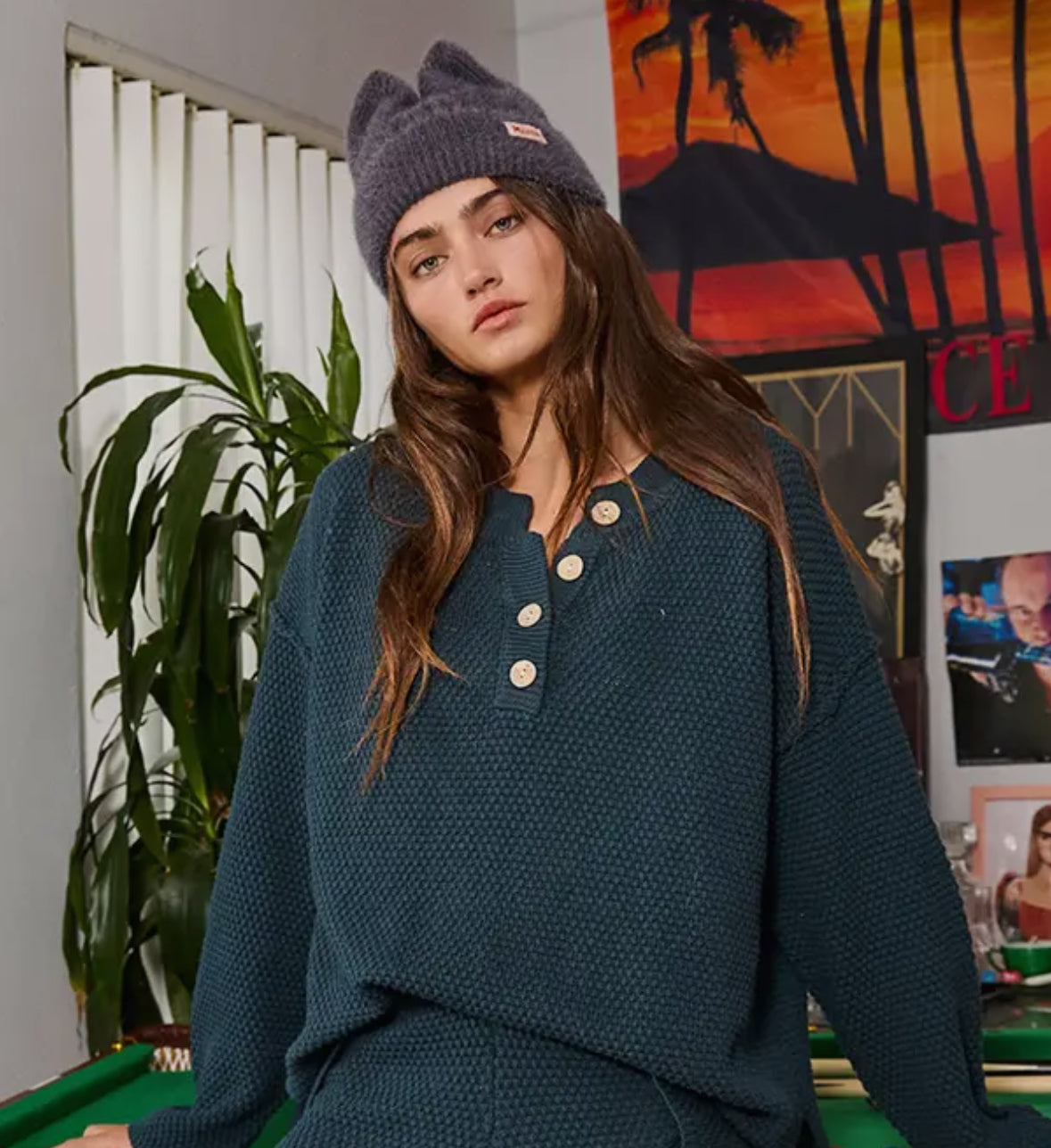 Teal Oversized Henty Top