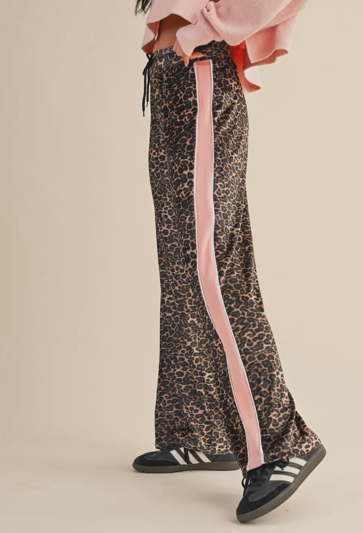 Leopard Print Velour Track Pants