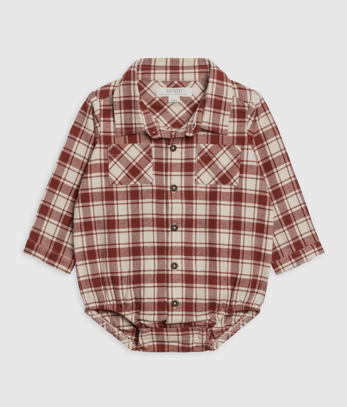Carson Garnet Plaid Button Onsie