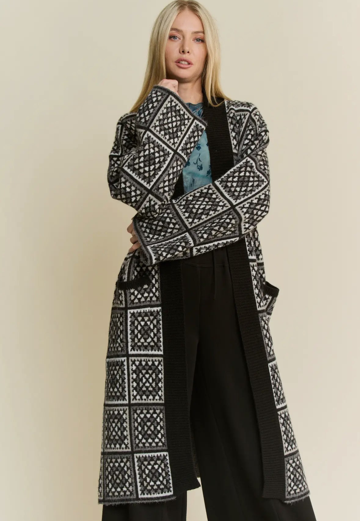 Granny Square Long Cardigan