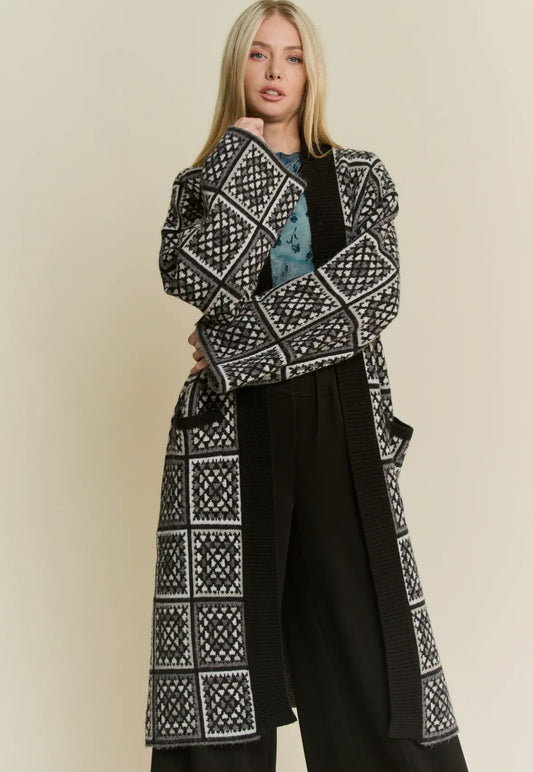 Granny Square Long Cardigan