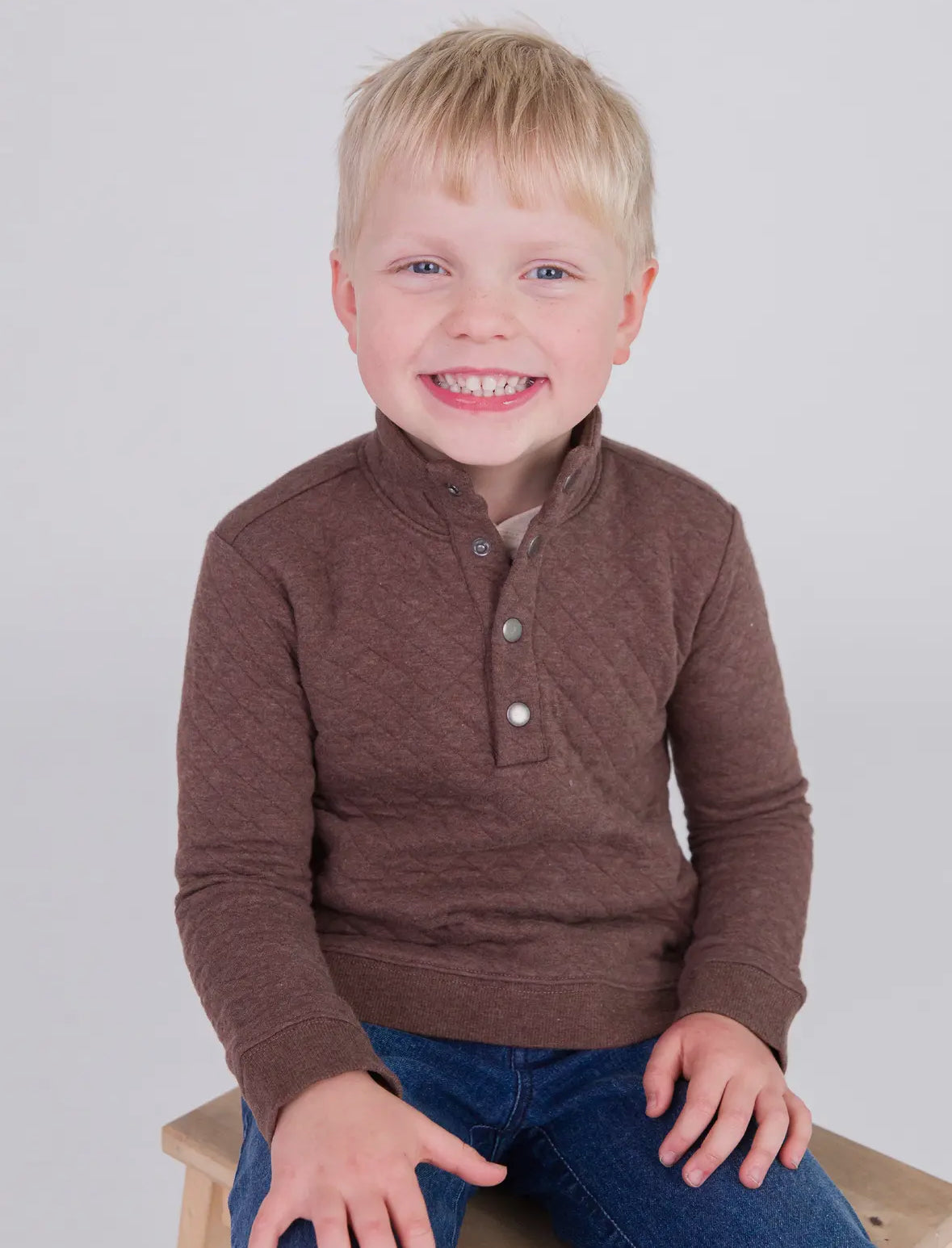 Boys Quarter Zip Snap Sweatshirt