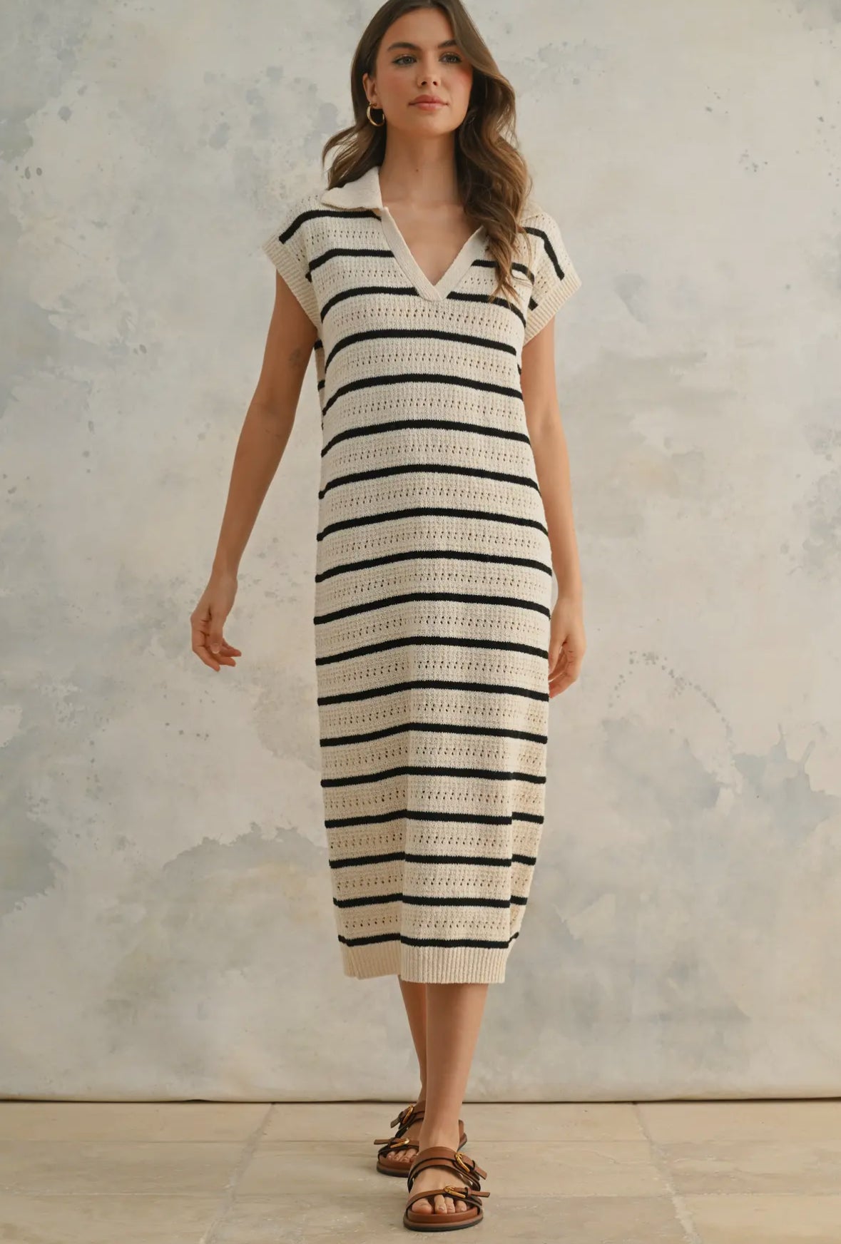 Crochet Knitted Collared Dress