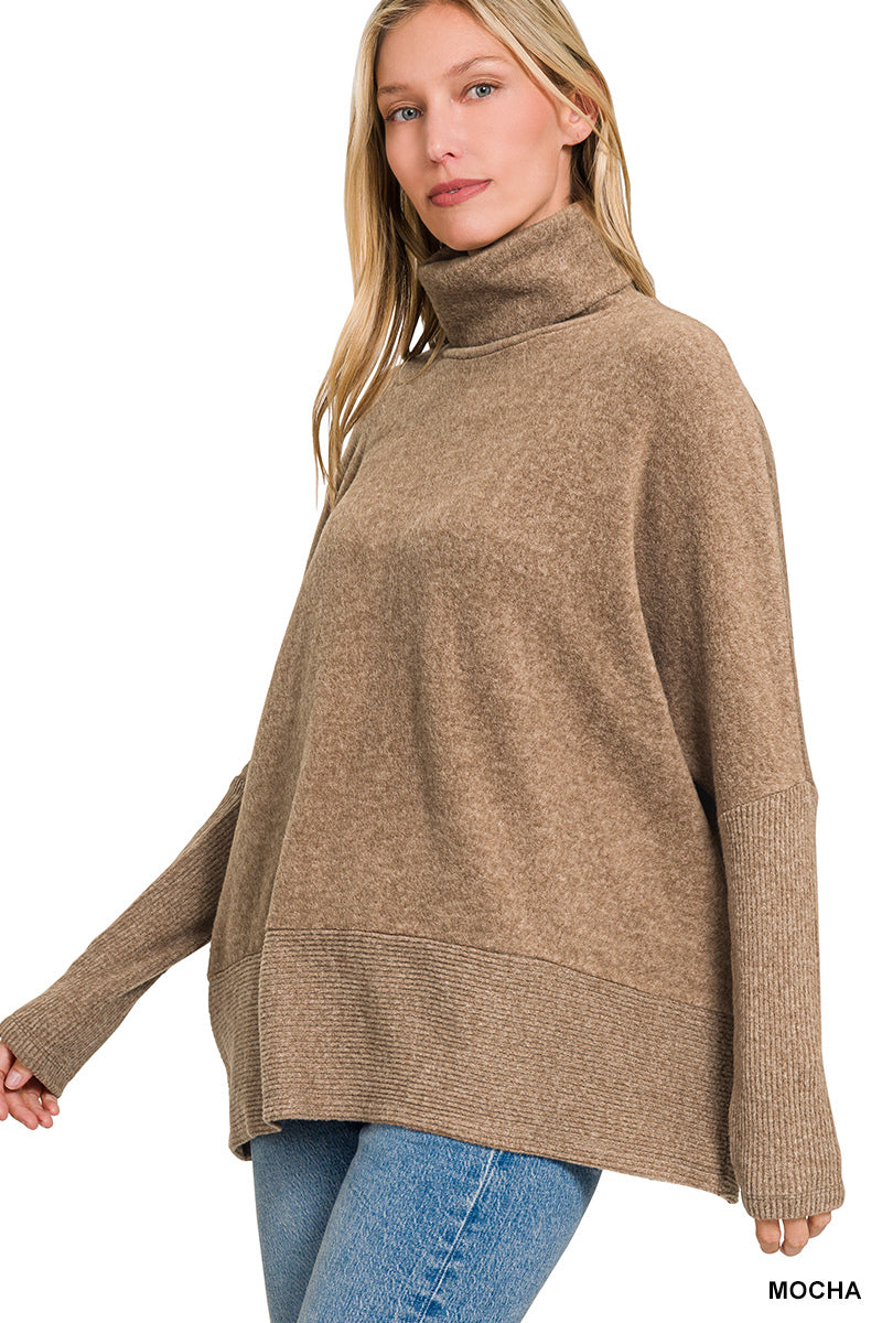 Brushed Melange Hacci Turtleneck Sweater