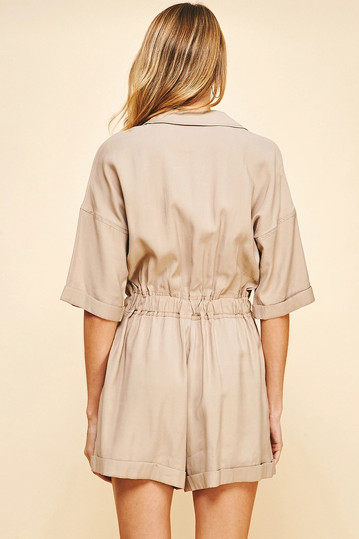 Taupe Belted Romper