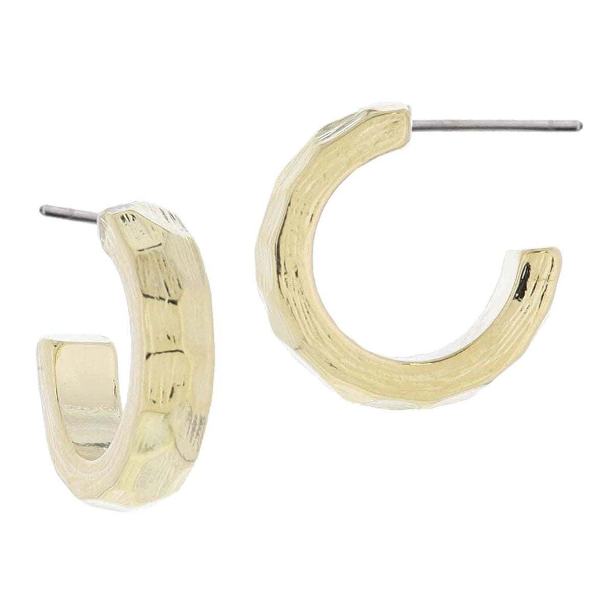 Gold Textured & Hammered Hoops