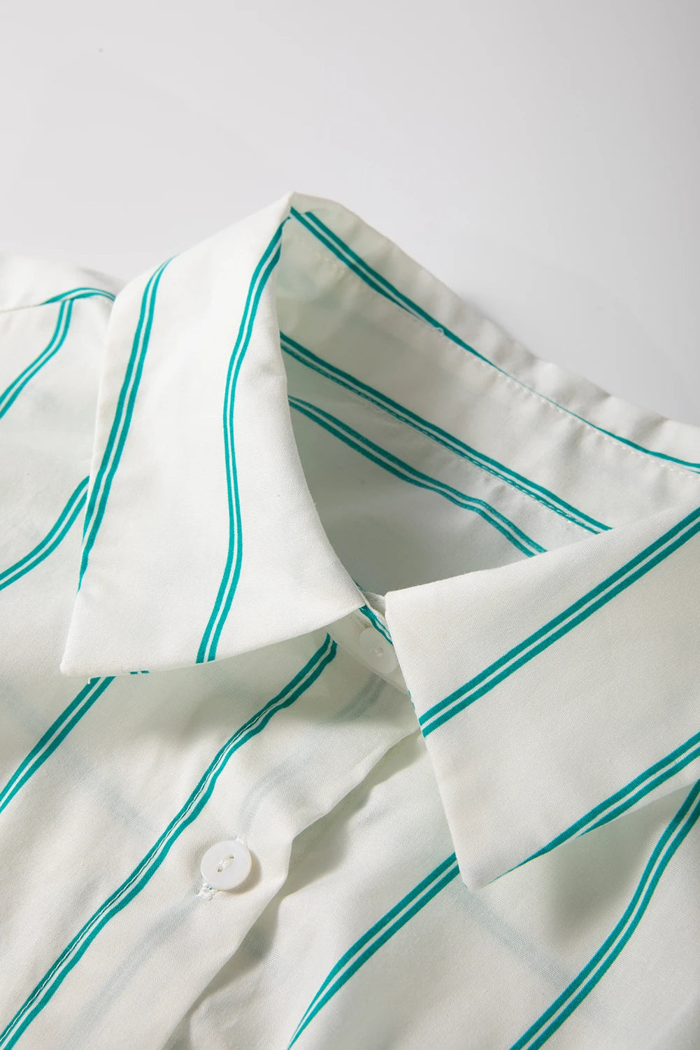 Mint Green Striped Pocket Button Down Dress