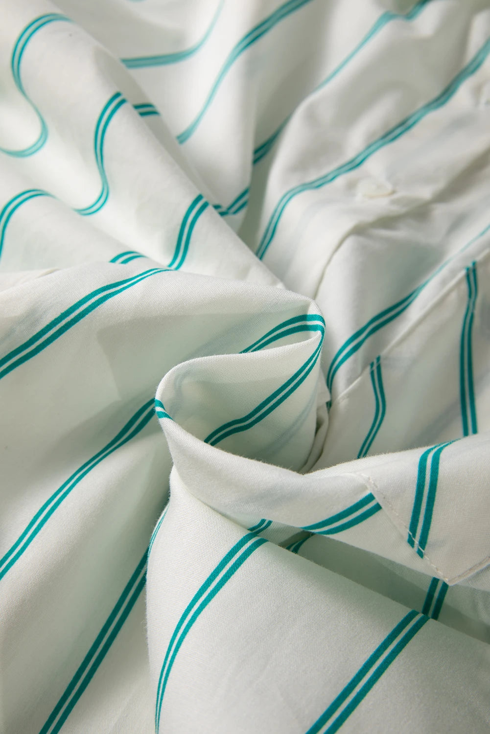 Mint Green Striped Pocket Button Down Dress