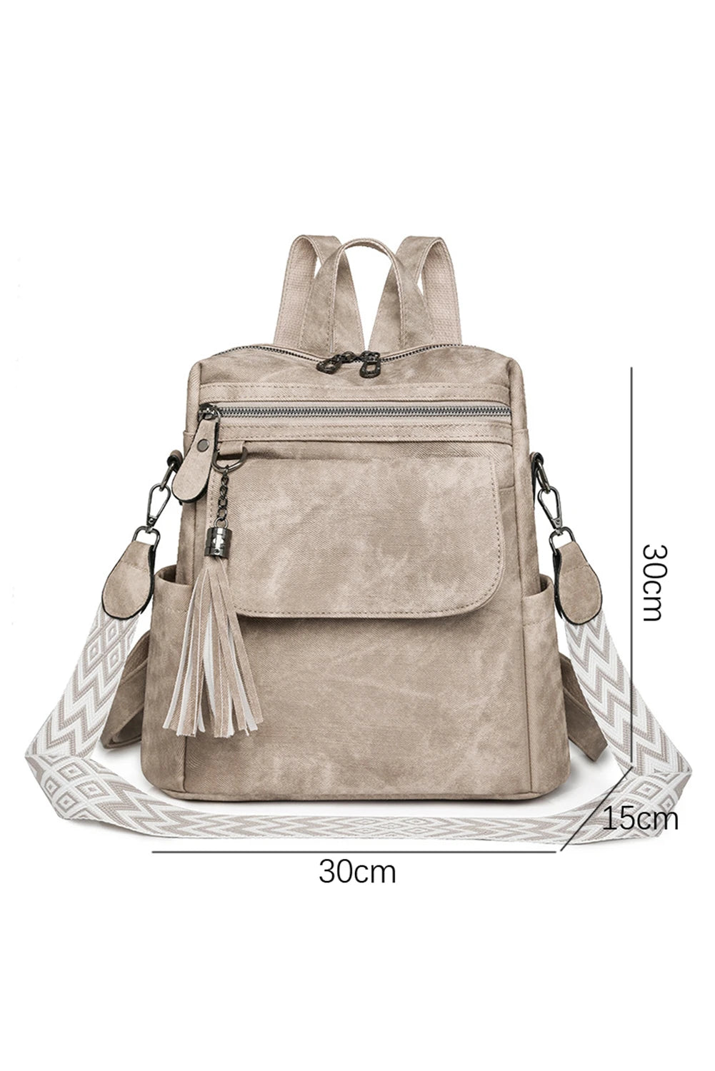 Parchment Geo Print Strap Backpack