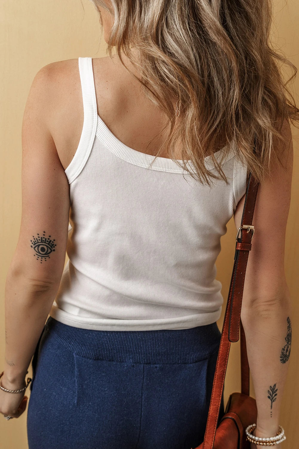 White Ribbed Scoop Neck Tank