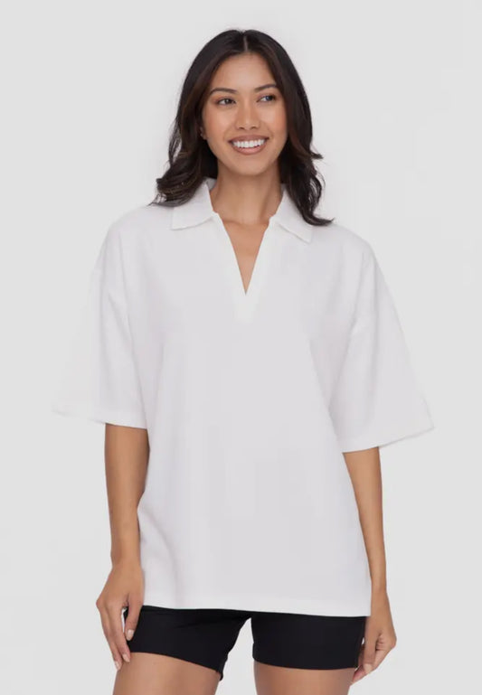 Oversized White Collared Tee