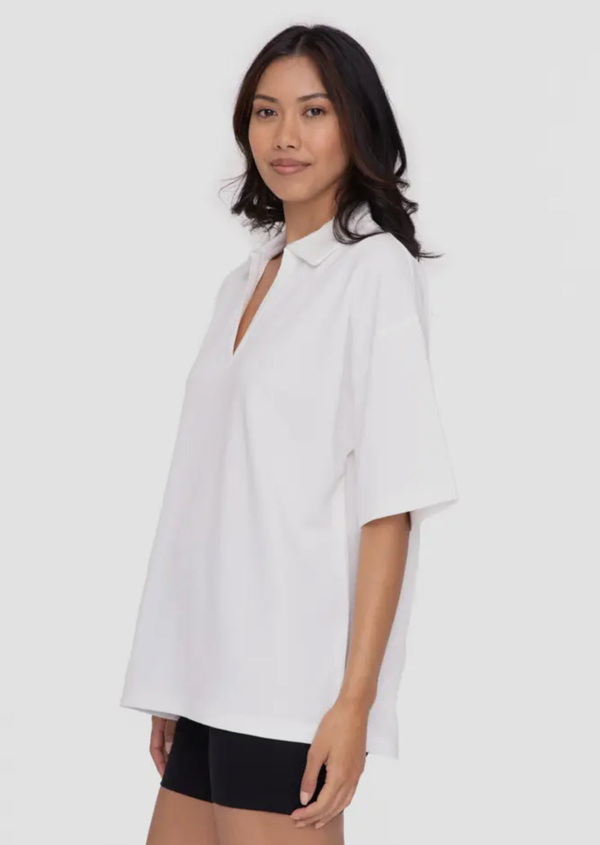 Oversized White Collared Tee