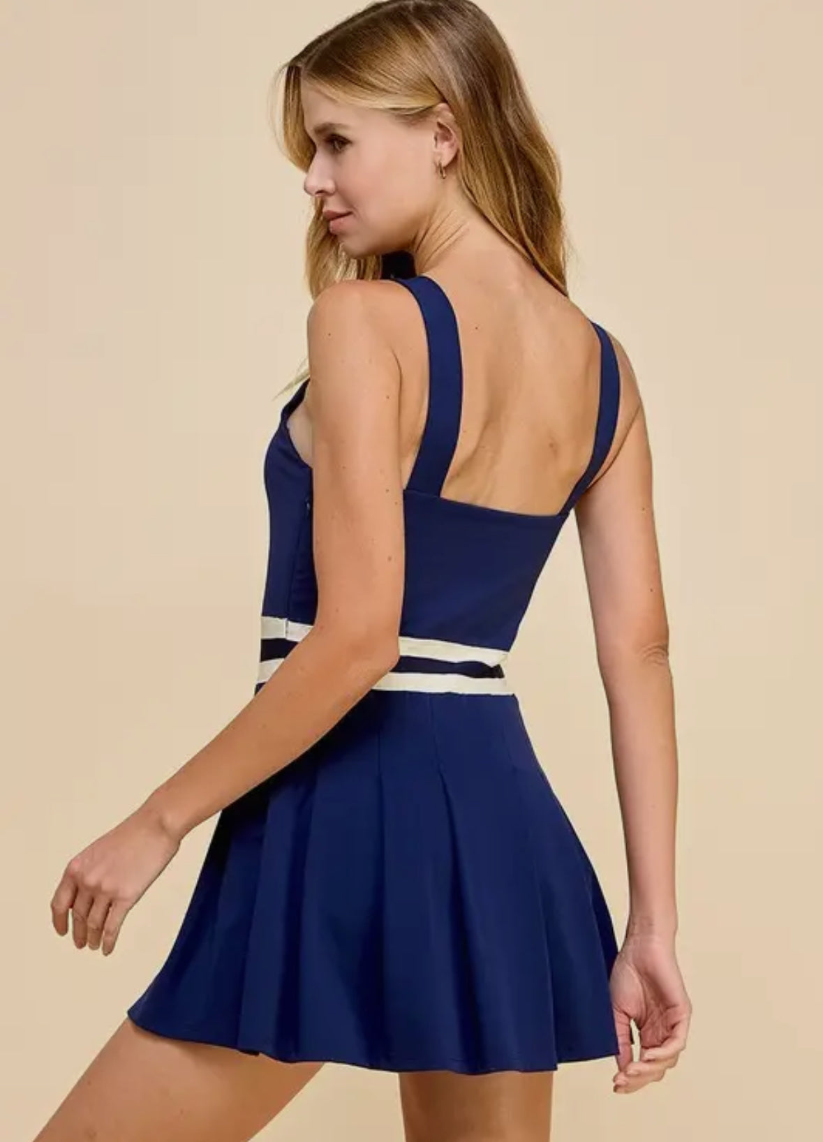 Navy Scoop Neckline Athletic Dress