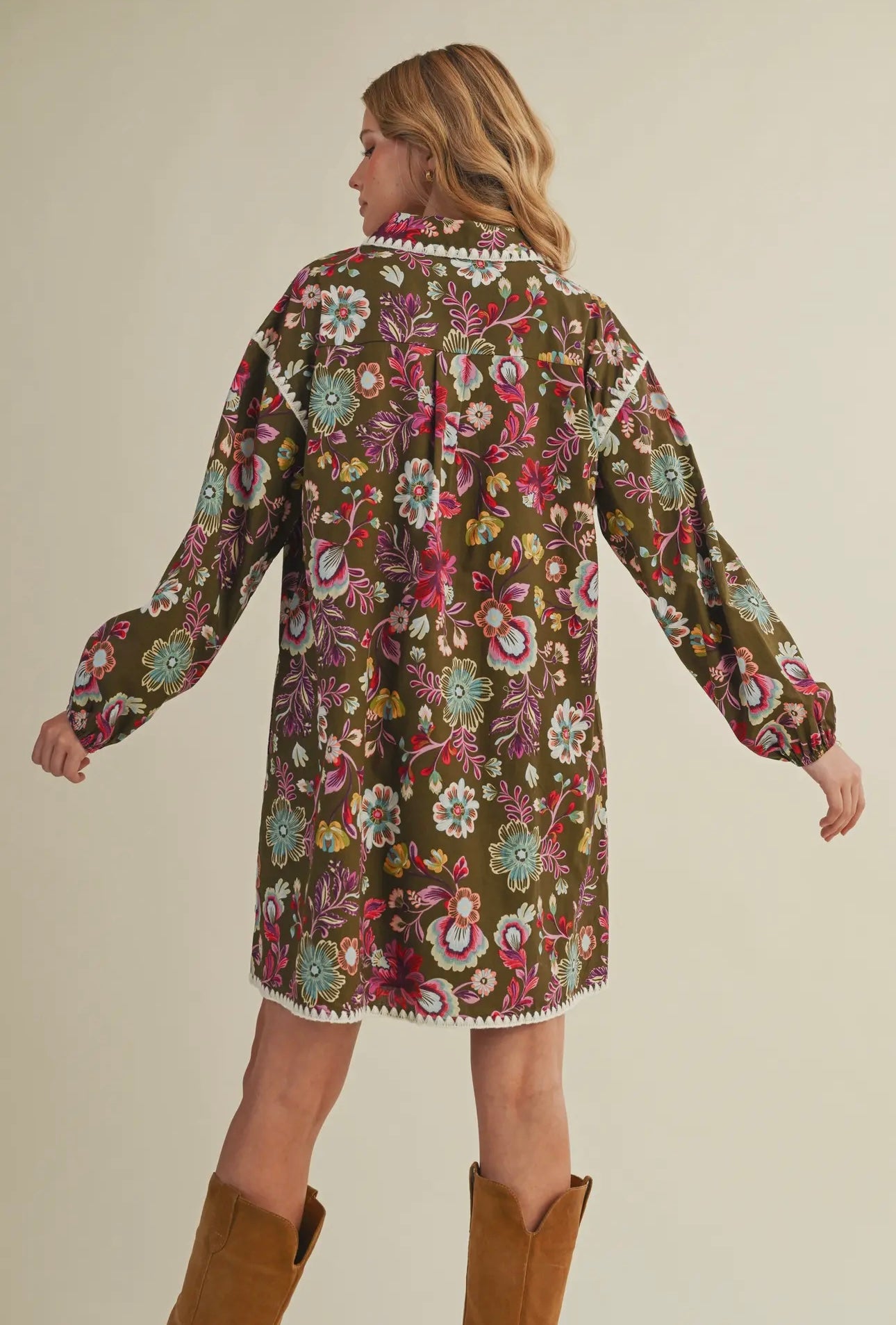 Floral Blanket Stitched Dress