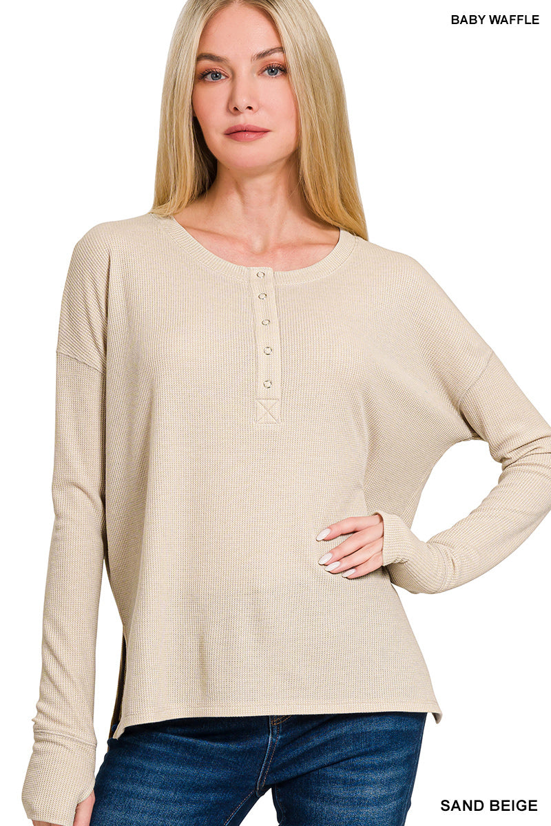 Waffle Knit Henley Top