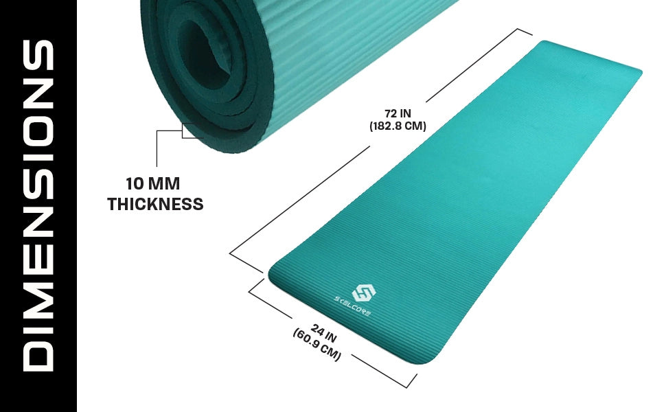Extra Long Thick Exercise Mat with Carrying Strap - Teal