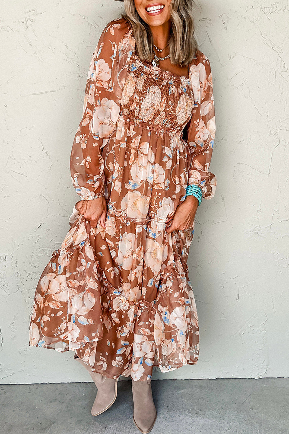Brown Floral Maxi
