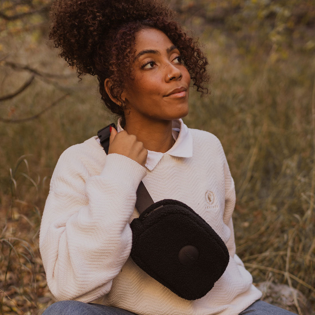 Black Quinn Sherpa Belt Bag